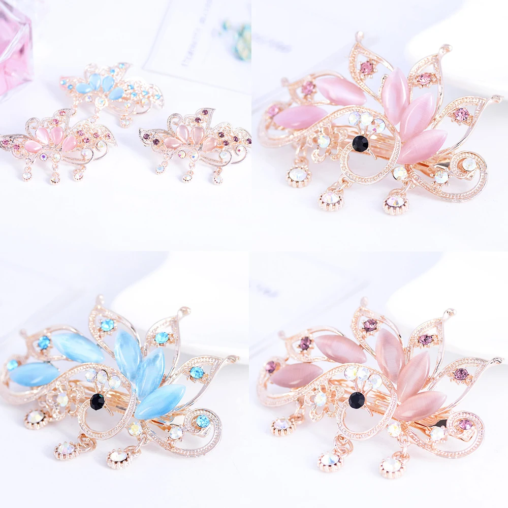 1 шт. корейский заколка в виде бантика Для женщин горный хрусталь Клипсы из сплава