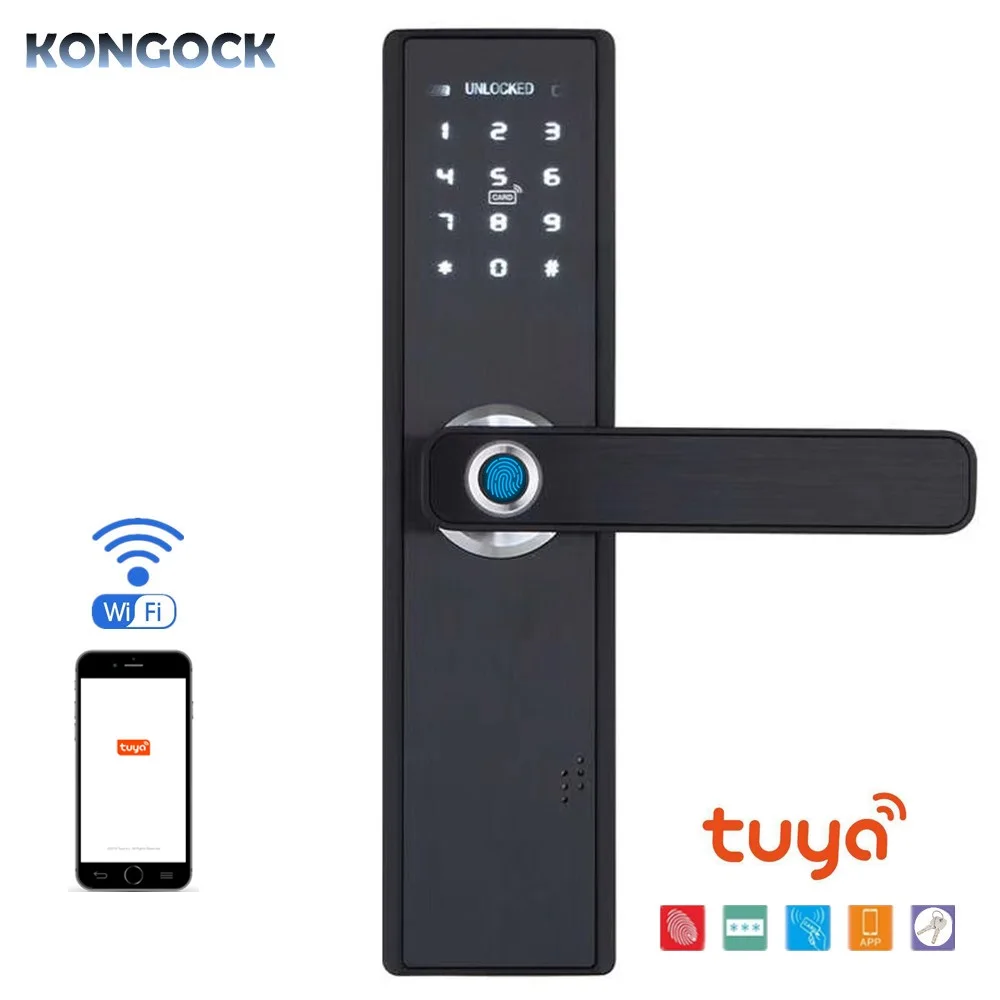 

WIFI phone APP Smart door lock, fingerprint lock keyless electronic password card & key access for home hotel apartment