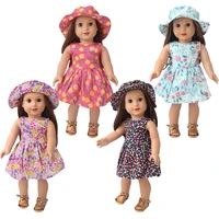 18 inch american doll girls dress 43 cm boy dolls summer small floral hat dress baby toys gift d18