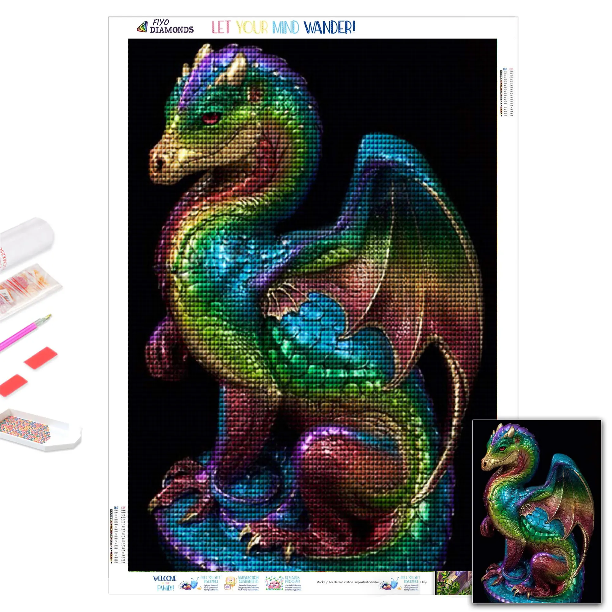 5D DIY Алмазная роспись дракона Статуэтка фантазия Животное Статуя картина мозаика