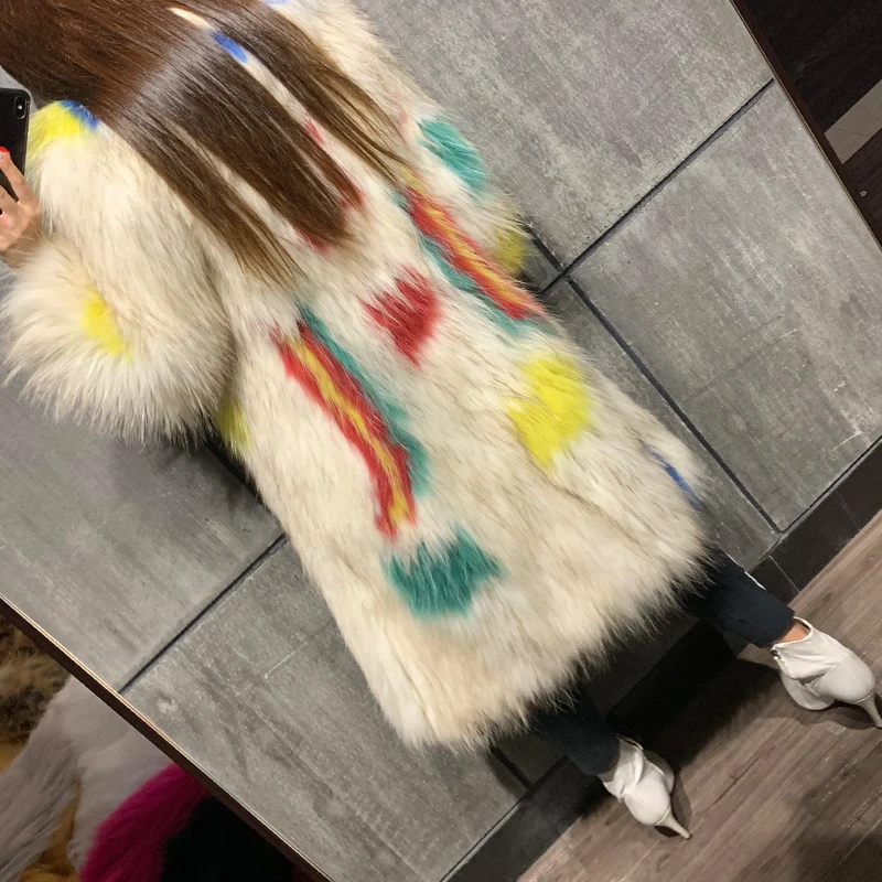 

women real raccoon ladies long autumn fashion knitted fur coat