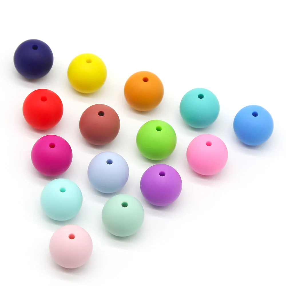 Cute-idea 19mm 1000pcs  BPA Free Eco-friendly Baby Silicone Round Beads Sensory Pearl Teething Necklace colorful chew jewelry