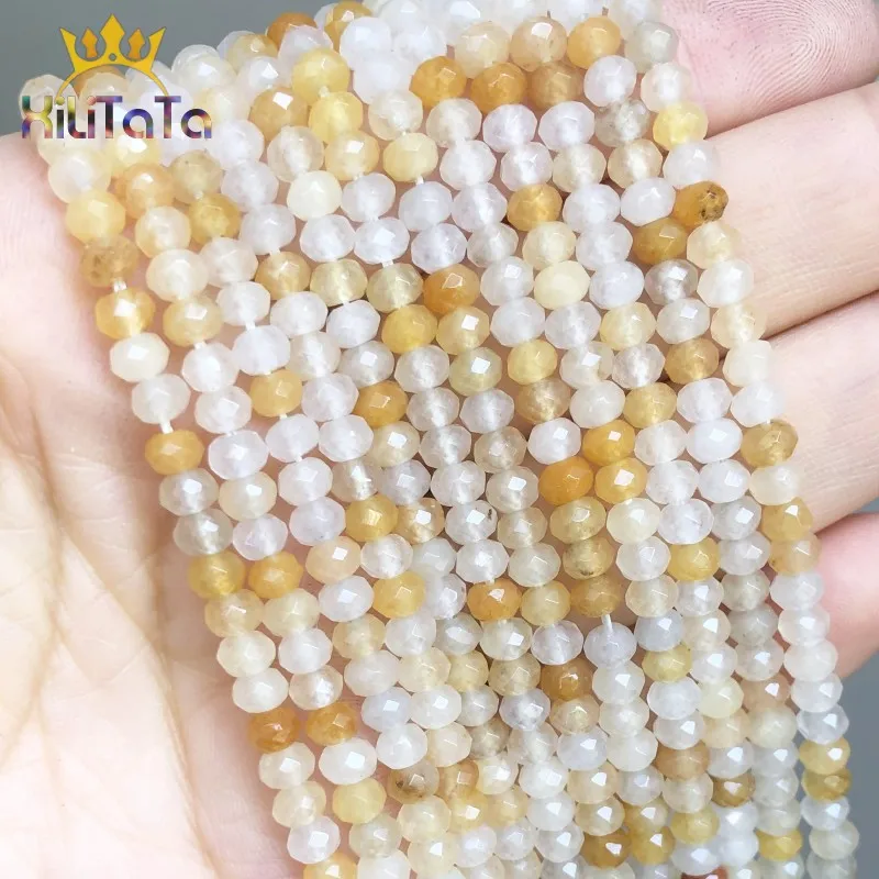 2*4 мм натуральные граненые бусины из натурального камня круглые свободные желтые