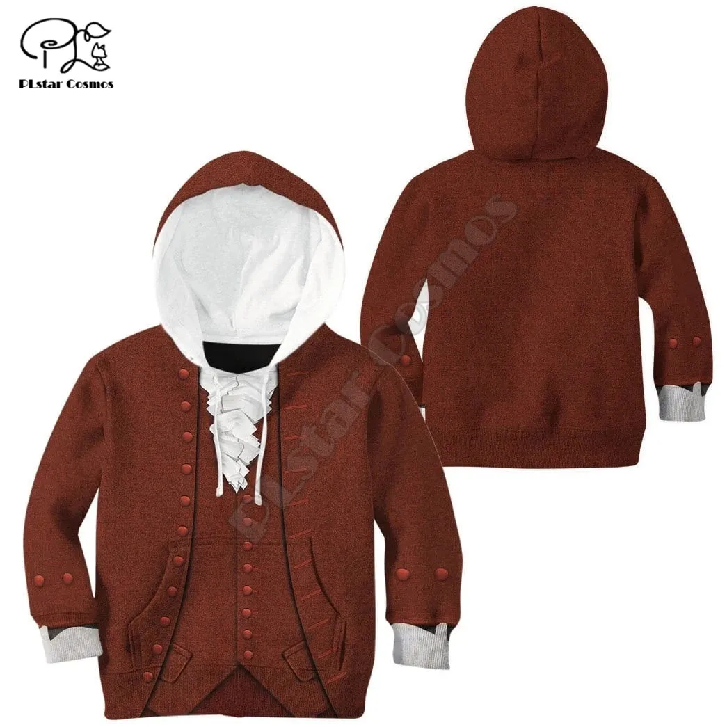 

Benjamin Franklin Custom 3d Hoodies Children zipper coat Long Sleeve Pullover Sweatshirt Tracksuit Hooded/pants/family t shirts