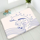 Нескользящий коврик для ванной на розовом фоне, коврики для входной двери с мультяшным рисунком животных, китов, волн, декоративные коврики для детской комнаты, кухни