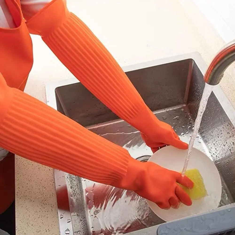 Многоразовые резиновые перчатки длиной до локтя водонепроницаемые для