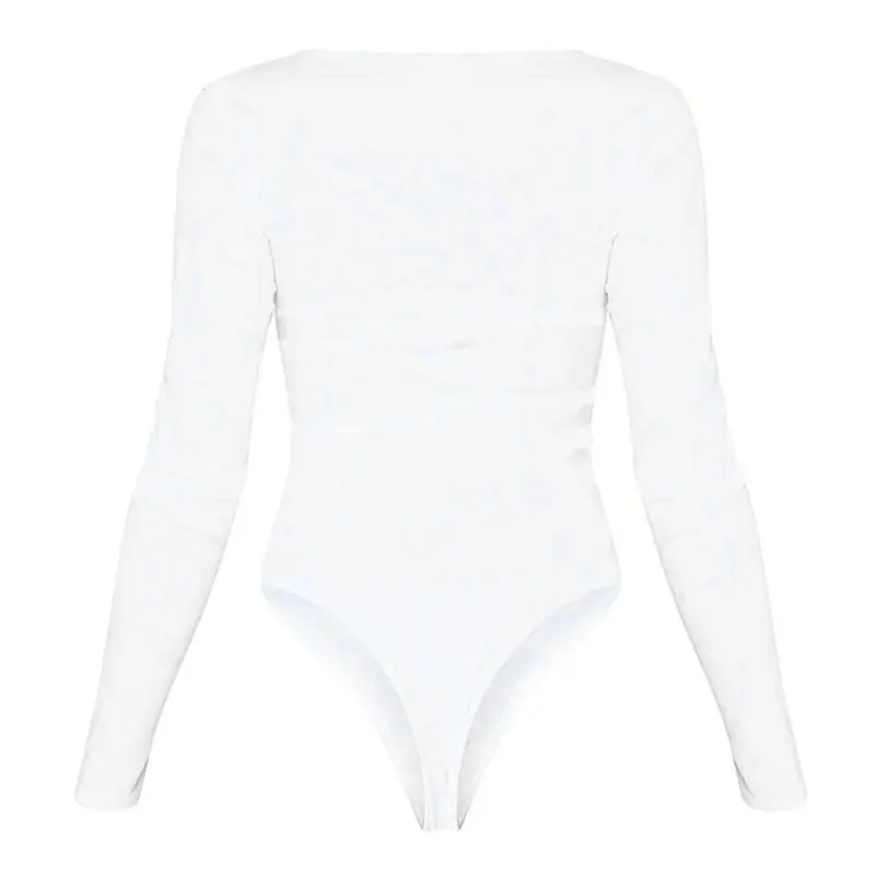 

Women's Basic Scoop Neck Bodysuit Casual Long Sleeve Butterfly Print Rib Knit One-Piece Leotard Top