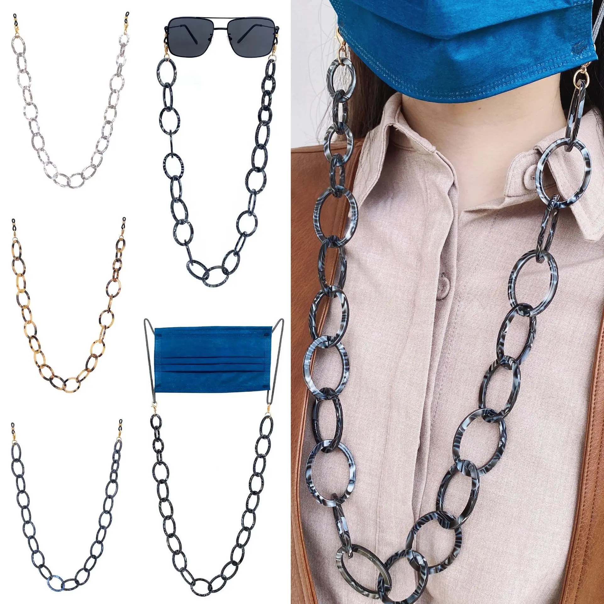 

2021 шикарная простая акриловая Большая яркая цепочка для очков модная трендовая фотография