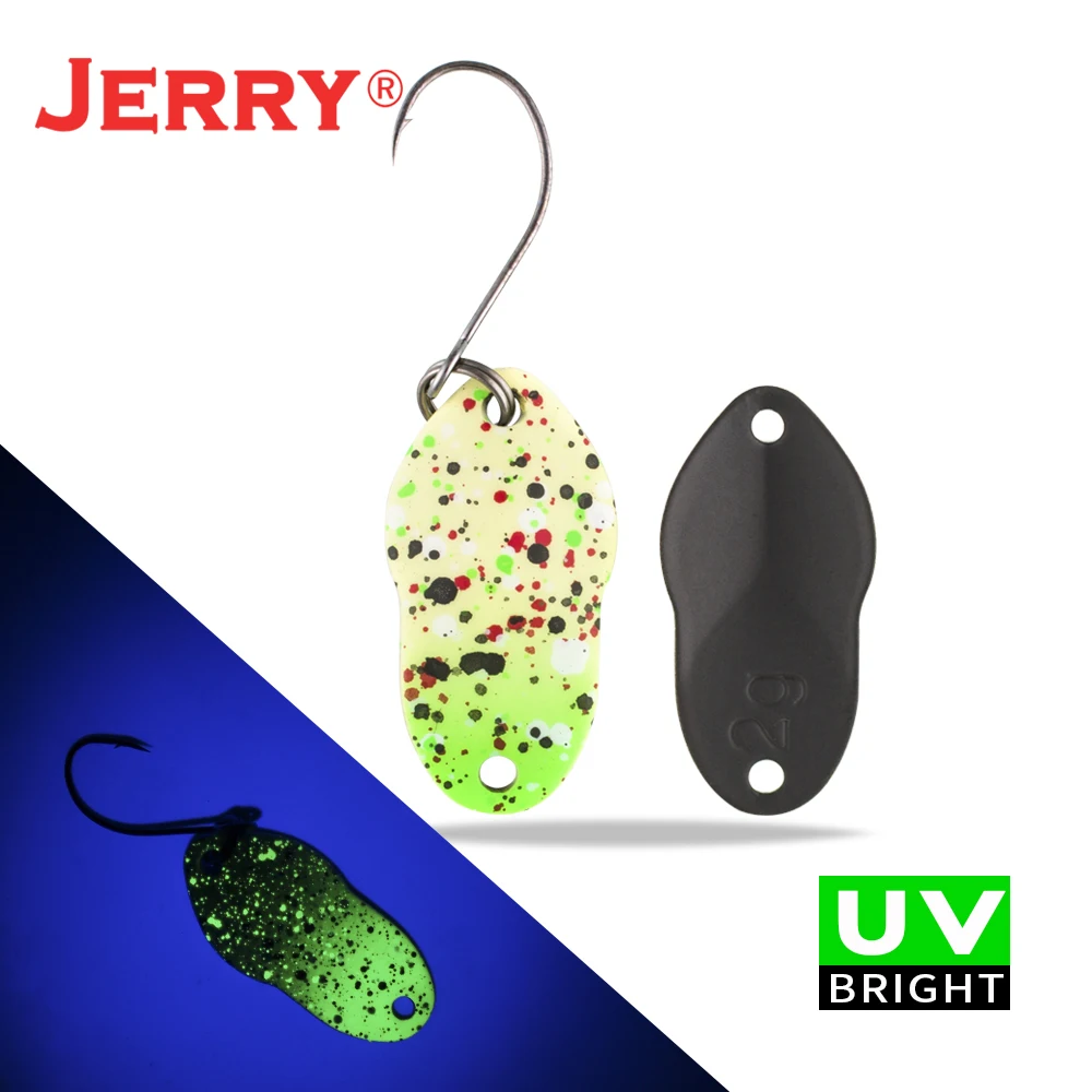 yellow green Jerry 2 г 3 г микро рыболовные приманки сверхлегкие латунные металлические жесткие приманки один крючок пресноводная зона форель Щука окунь ложка безделушка pesca - Цвет: yellow green