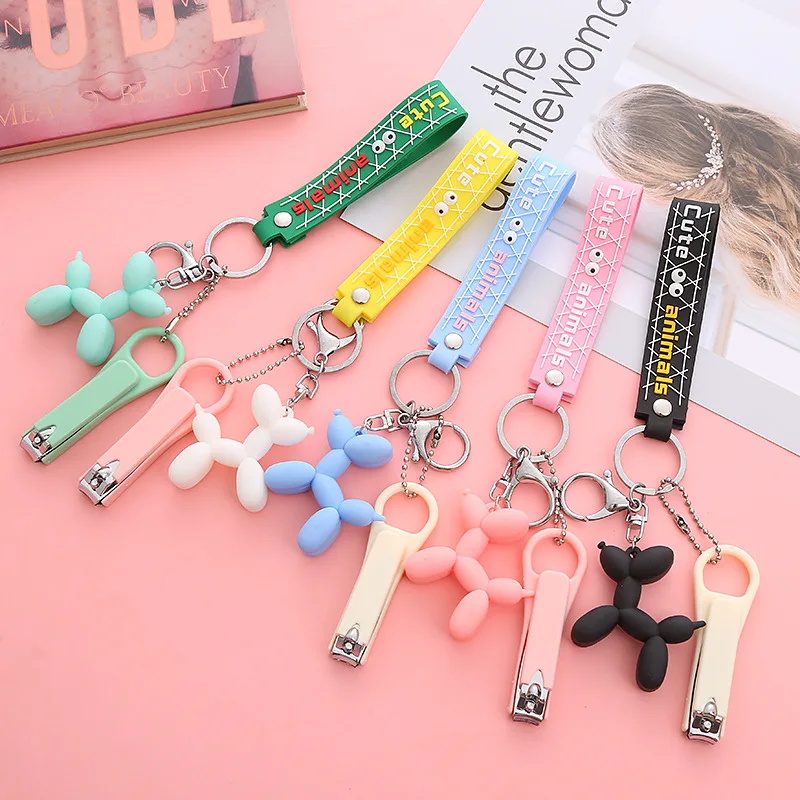 

Creative Acrylic Nail Clippers Key Chain for Women Cute Color Dog Animal Car Keychain Bag Pendant Gift Key Chain Accessories