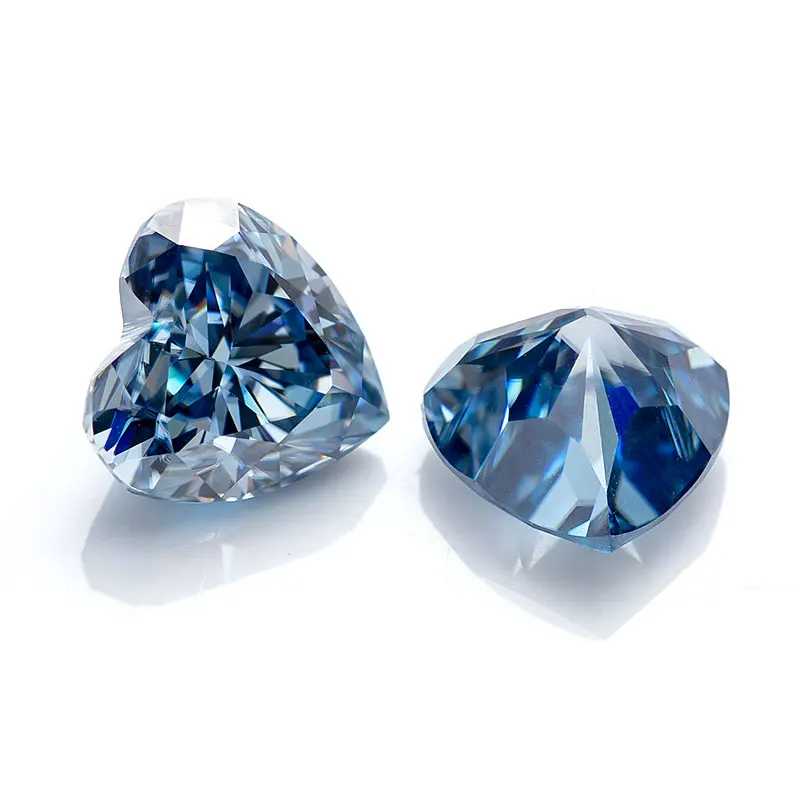 

NEW royal blue 8*8mm heart cut moissanite best quality with certification vvs1 clarity earring kolczyki