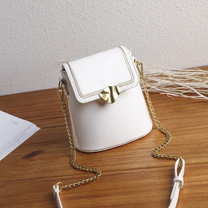 

Elegant Female Bucket Bag 2021 New Quality PU Leather Women Shoulder Messenger Bag Chain Sling Bag for Ladies Handbag Small Red