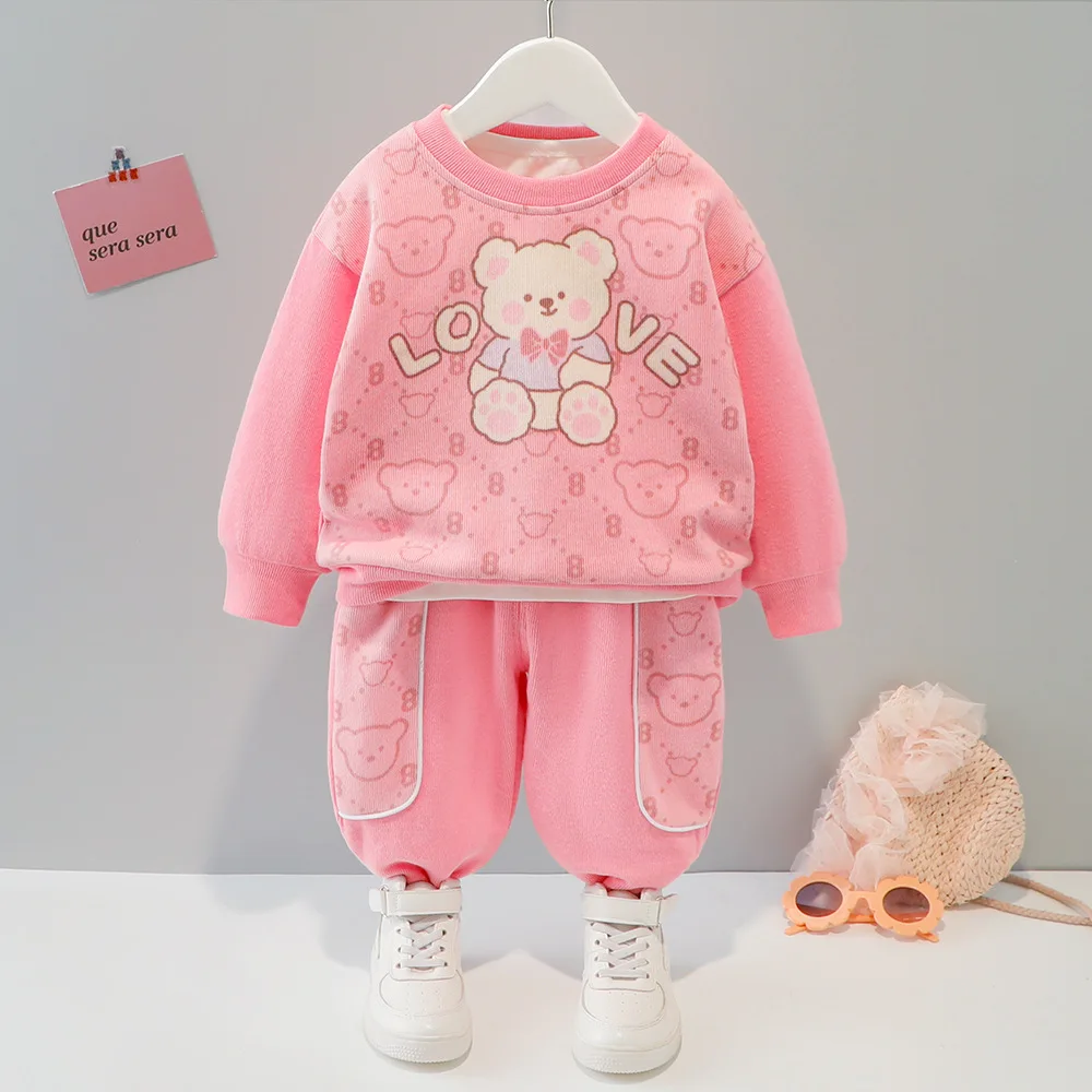 

Girls Clothing Sets Spring Autumn Children Casual Cotton Pullover Coats Pants 2pcs Tracksuits For Baby Kids Sports Suits Outfits