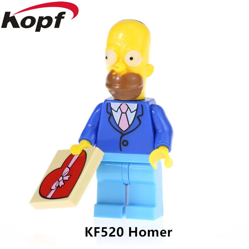 KF520 Without Box KF201 Одиночная Marge Simpson кирпичи собрать Pronton Milhouse модель Homer действие строительные блоки для детей подарок лучшие игрушки - Цвет: KF520 Without Box