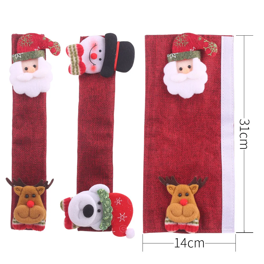 4pcs Christmas decorations microwave oven glove refrigerator glove oven protective cover linen glove decoration enlarge