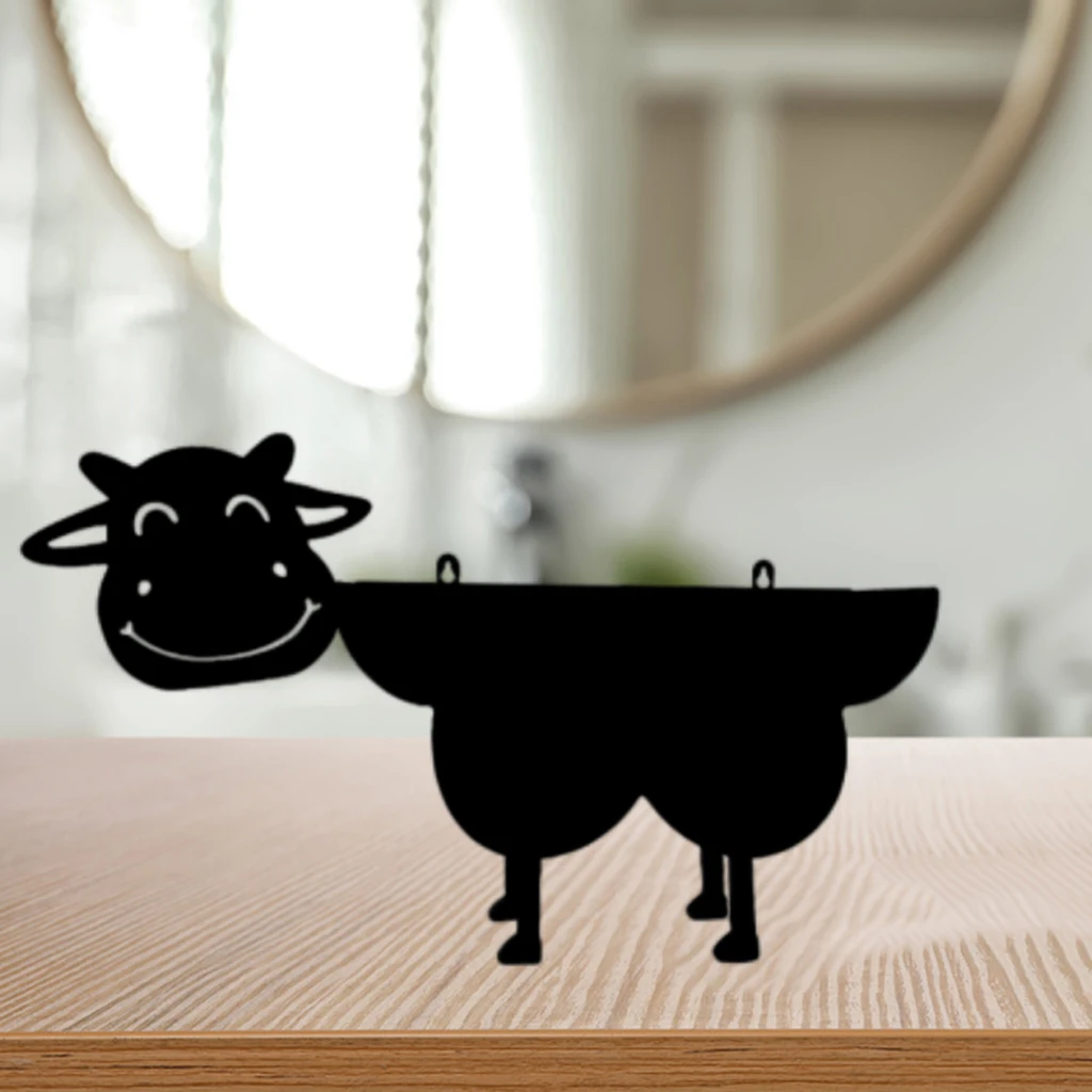 

Black Cow Tissue Storage Rolls Rack Creative for Washroom Wall Mounted Hotel Decor Metal , Bathroom Towel Stand Adorable