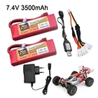 Аккумулятор 7,4 В для Wltoys 114 144001 RC автомобильный аккумулятор 2s 7,4 В 3500 мАч перезаряжаемый литий-полимерный аккумулятор и зарядное устройство для Wltoys 144001 12428