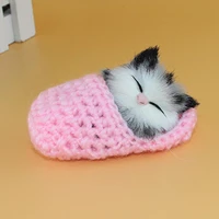 cute sleeping cat slippers sounding simulation plush animal toy decor kids gift