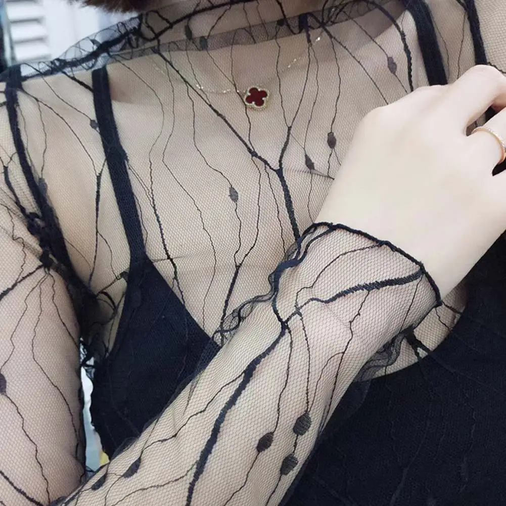 Прозрачная Кружевная Сексуальная Блузка женские блузки сексуальные открытые