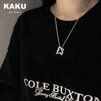 kaku new geometric design metal necklace female triangle square superimposed pendant student hip hop style couple accessories
