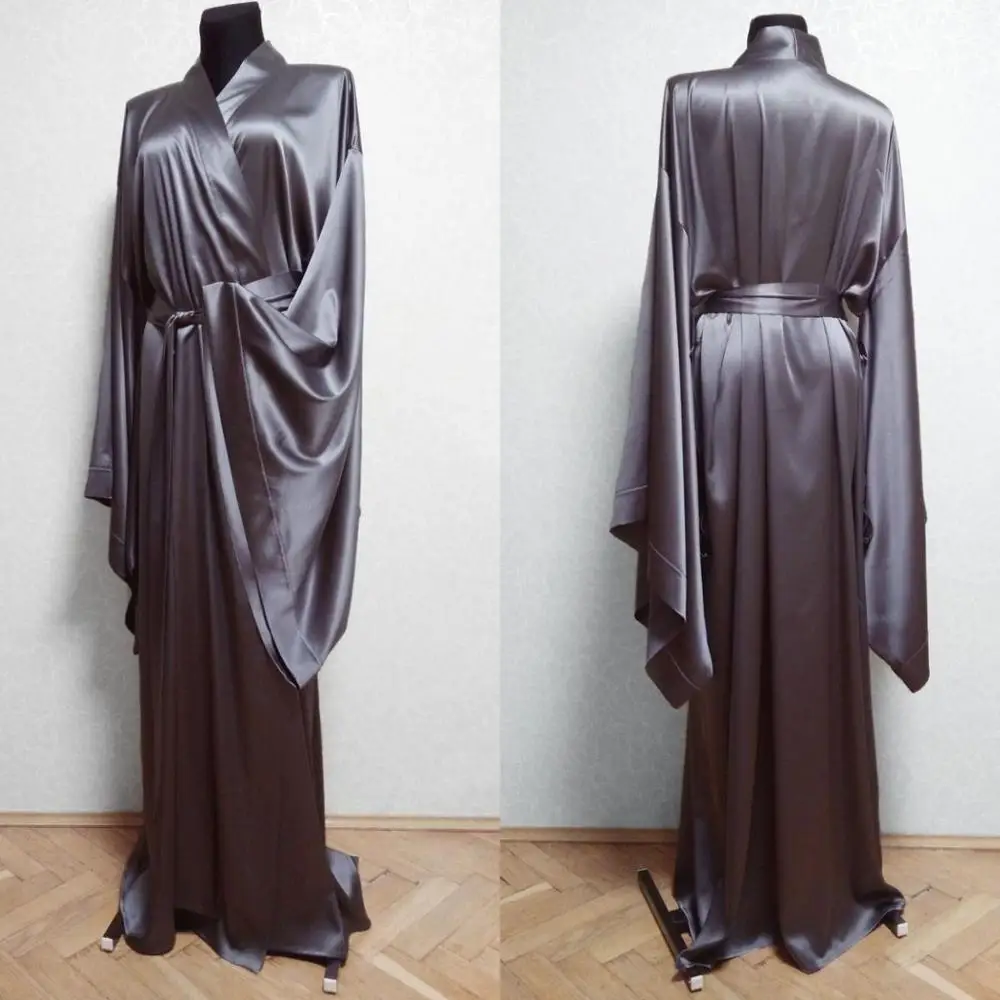 

Real Image Bridal Robes with Belt Silk Satin Wedding Sleepwear Bathrobes Nightgowns Robe Women Boudoir Dresses Kimono