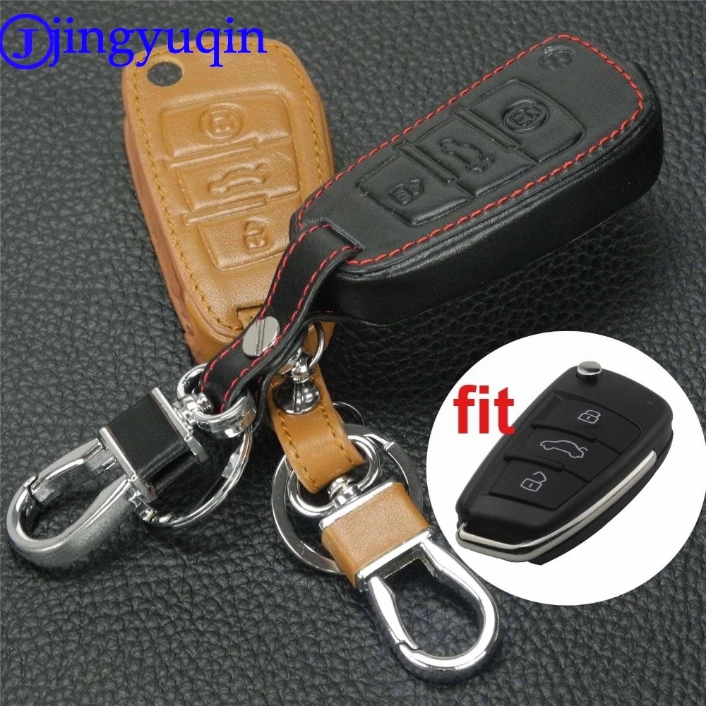 Складной кожаный чехол с 3 кнопками для Audi Sline A3 A5 Q3 Q5 A6 C5 C6 A4 B6 B7 B8 TT 80 S6|audi tt key case|audi a3