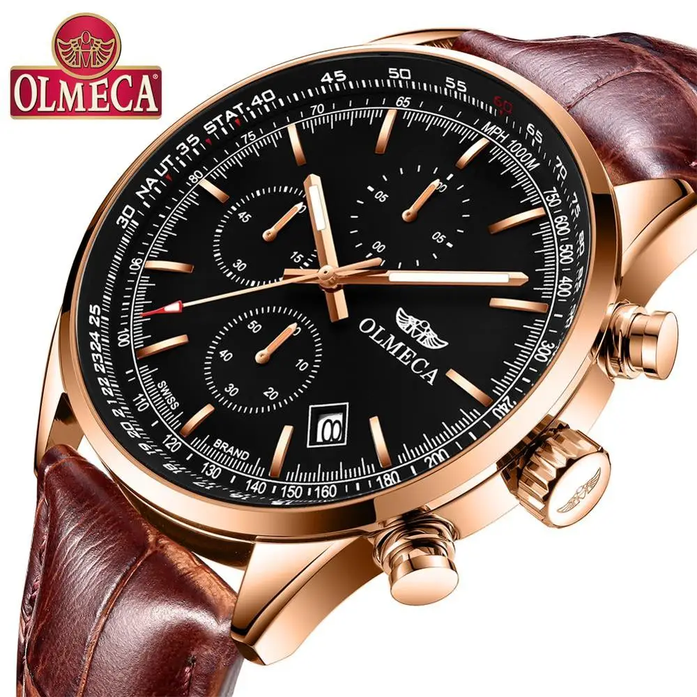 Часы наручные OLMECA Мужские кварцевые спортивные водонепроницаемые брендовые с