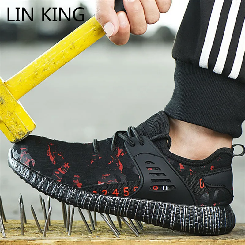 Мужские защитные ботинки LIN KING рабочие со стальным носком защитная обувь для