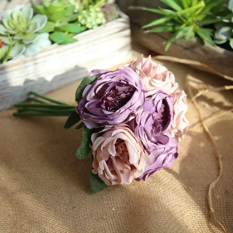 

Rose Bouquet Simulation Flower Bridal Bouquet Home Furnish Background Decorated Artificial Flowers Garden Decoration Accessories