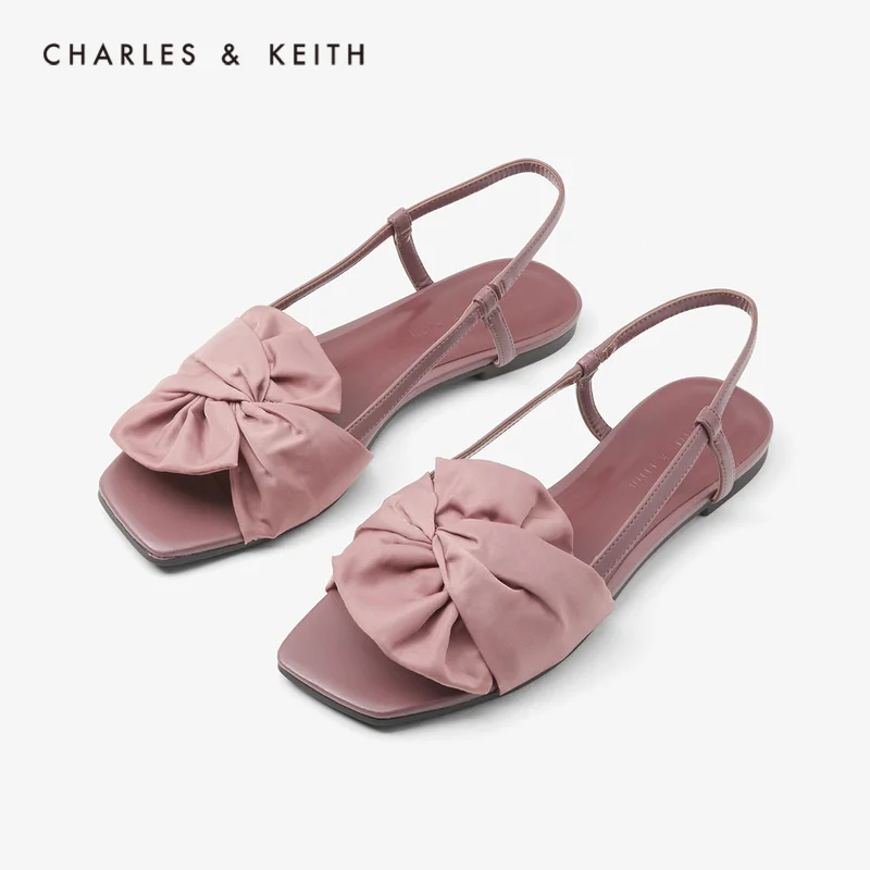 CHARLES＆KEITH Новинка на 2020 CK1-70390264Женские босоножки Кинк украшения Плоскем каблуке |