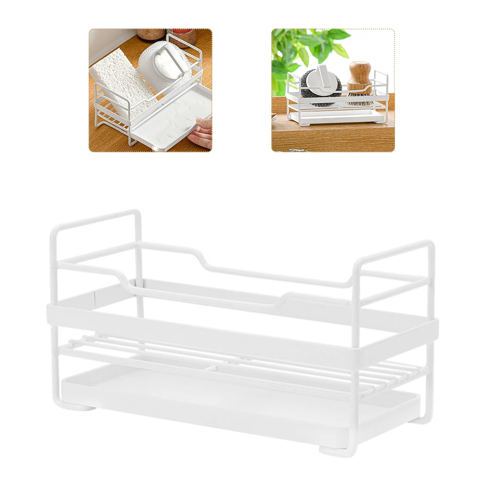 

Sponge Holder Sink Caddy Brush Drainer Rack With Tray Kitchen Countertop Organizer Tidy Sink Caddy Suitable Storing Sponges