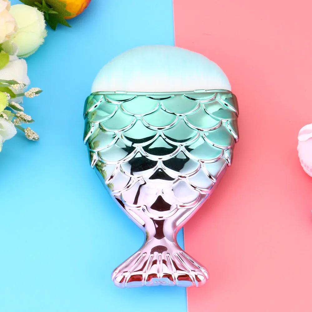 Косметическая в виде рыбной чешуи Пудра Румяна Кисть профессиональная рыбий