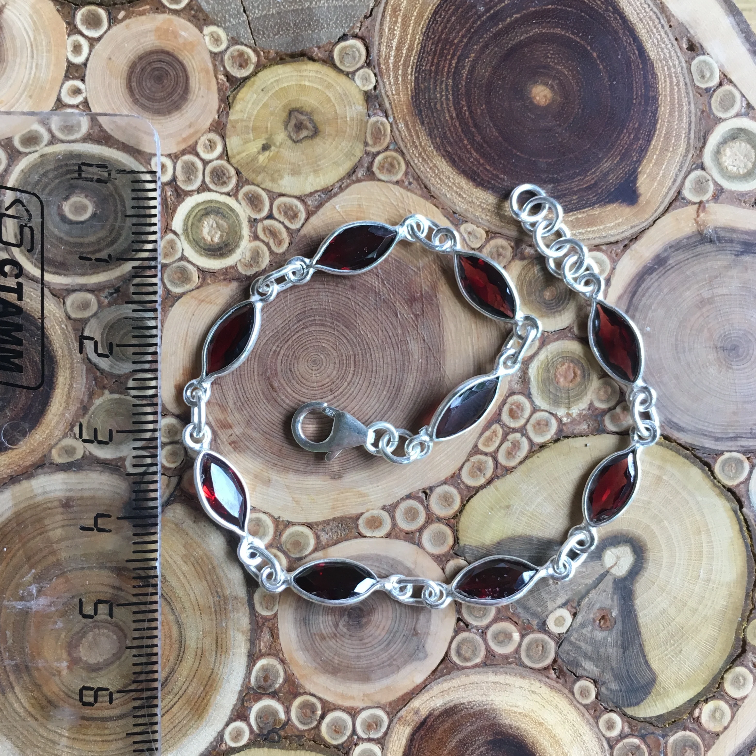 Chanti International красный гранат полудрагоценные камни прекрасный браслет 20 1