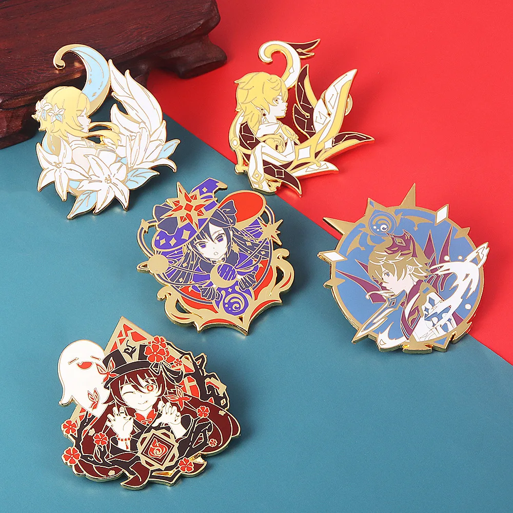 

Genshin Impact Account Badge Game Cartoon Metal Brooch Lumine Aether Anime Enamel Pin Gift Lovely