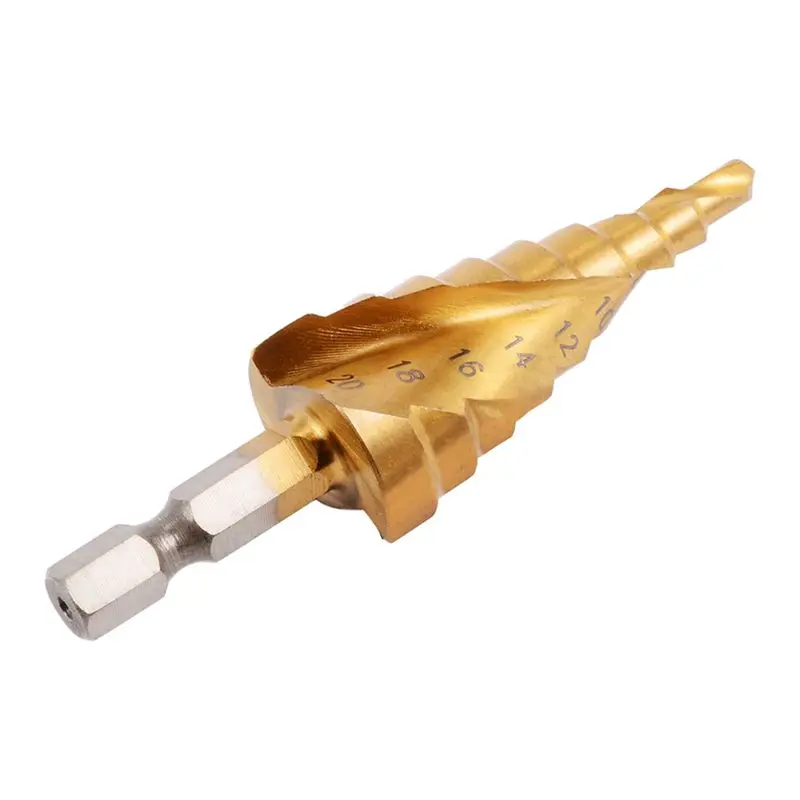 Большой 4-20 мм HSS шаг конус сверла набор с титановым покрытием отверстие резак 1/4