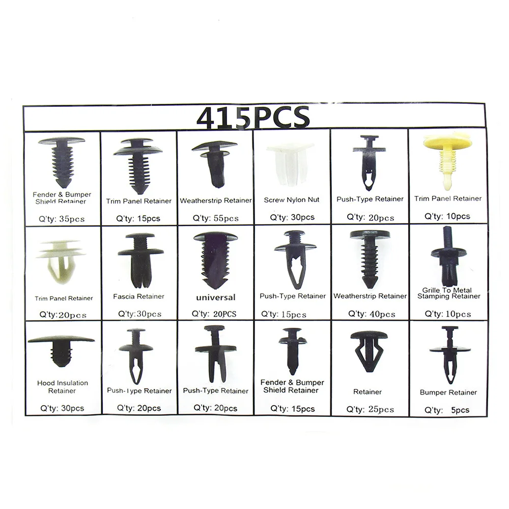 415 шт. mixted автомобильной заклепки Пластик комплект зажим фиксатор булавки