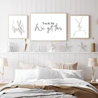 Абстрактный поцелуй для пары, линия, рисование, печать, вы и я, черный, белый постер, романтические подарки, Настенная картина для спальни, холст, живопись, домашний декор