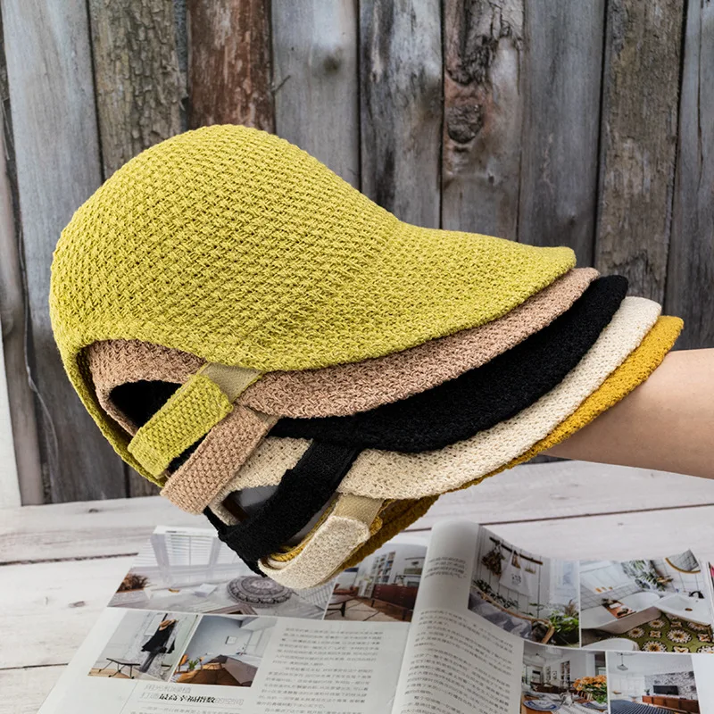 

Knitted Equestrian Hat Female Japanese Wild Big Eaves Sunshade Fisherman Hat Korean Ponytail Hat 2021 Fashion Casual Hat