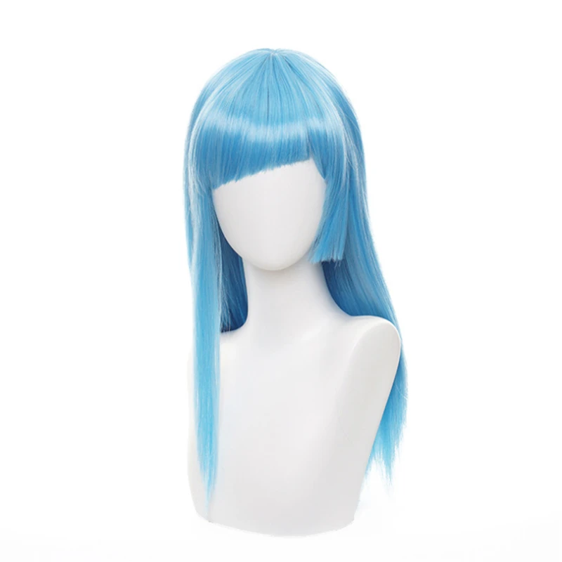 

Jujutsu-Peluca de cabello azul claro para Cosplay, pelo largo de Anime de 60cm para Halloween, gorro de peluca, Cosplay, Kaisen