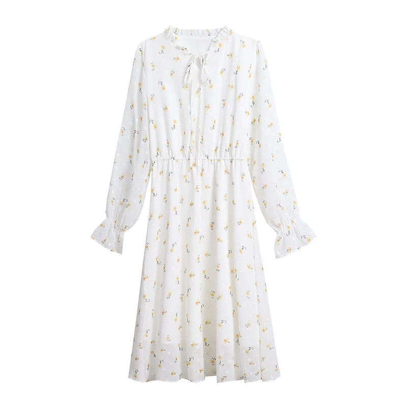 

Autumn Winter White Vintage Floral Chiffon Midi Dress Plus Size Boho Sexy Dress 2021 Classy Women Party Casual Bodycon Vestidos