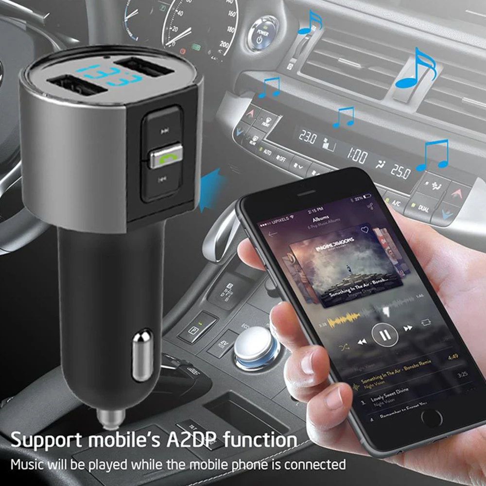 3.4A автомобильное USB зарядное устройство fm передатчик Bluetooth громкой связи