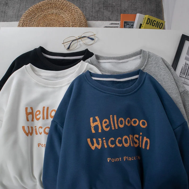 

2021 New Korean Long Sleeved Pullovers Women Sweatshirt Oversized Harajuku Clothes Coat Sweatshirt Women Blouse Printing Top