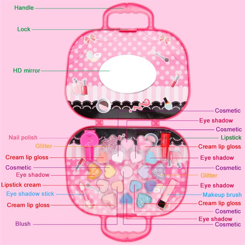 Модный набор для макияжа девочек игрушки губная помада палитра безопасный