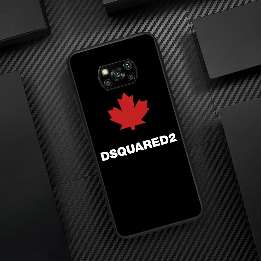 

DSQ2 D2 Fashion Trend Brand Phone Case Cover Hull For Xiaomi Mi A2 A3 8 9 SE 9T 10 10T Lite Pro Ultra Poco X3 black Bumper