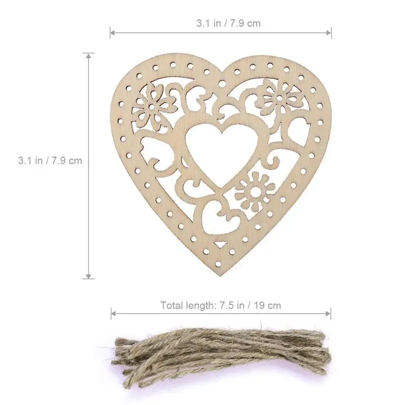 

Wooden Hollow Flower Hearts For Crafts Wedding Party Decoration Hanging Heart-Shaped Ornament New Year Christmas Xmas Decor