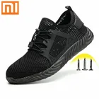 Кроссовки Size35-48 Xiaomi рабочие защитные мужские, летние дышащие ботинки, стальной носок, защита от удара, строительные рабочие кроссовки