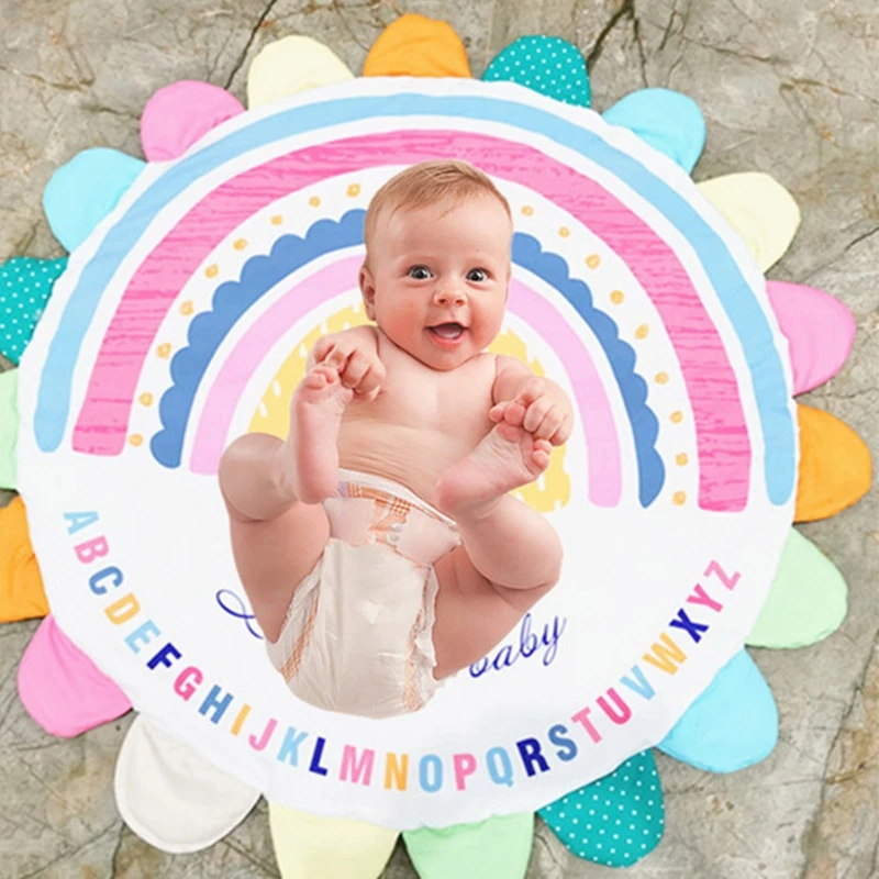 

Baby Cotton Play Mat Round Sunflower Soft Breathable Crawling Pad Kids Children