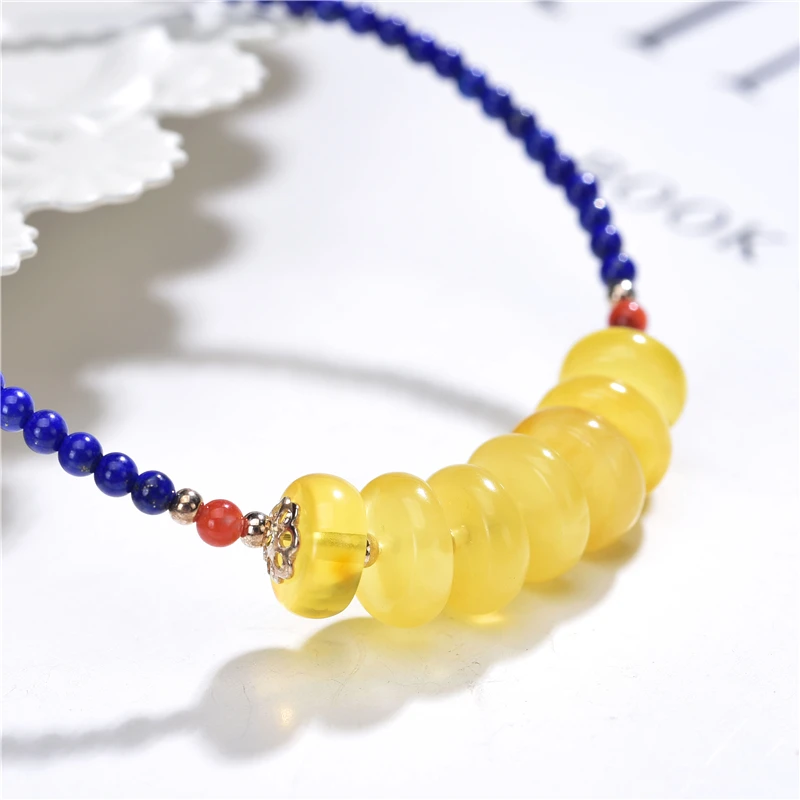 Браслет из серебра 925 пробы с натуральными камнями лазурит | Украшения и