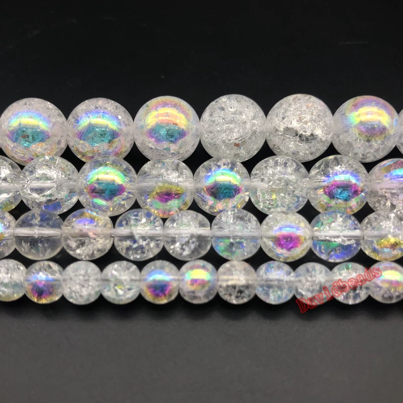 Бусины с натуральным камнем покрытые разноцветными белыми кристаллами