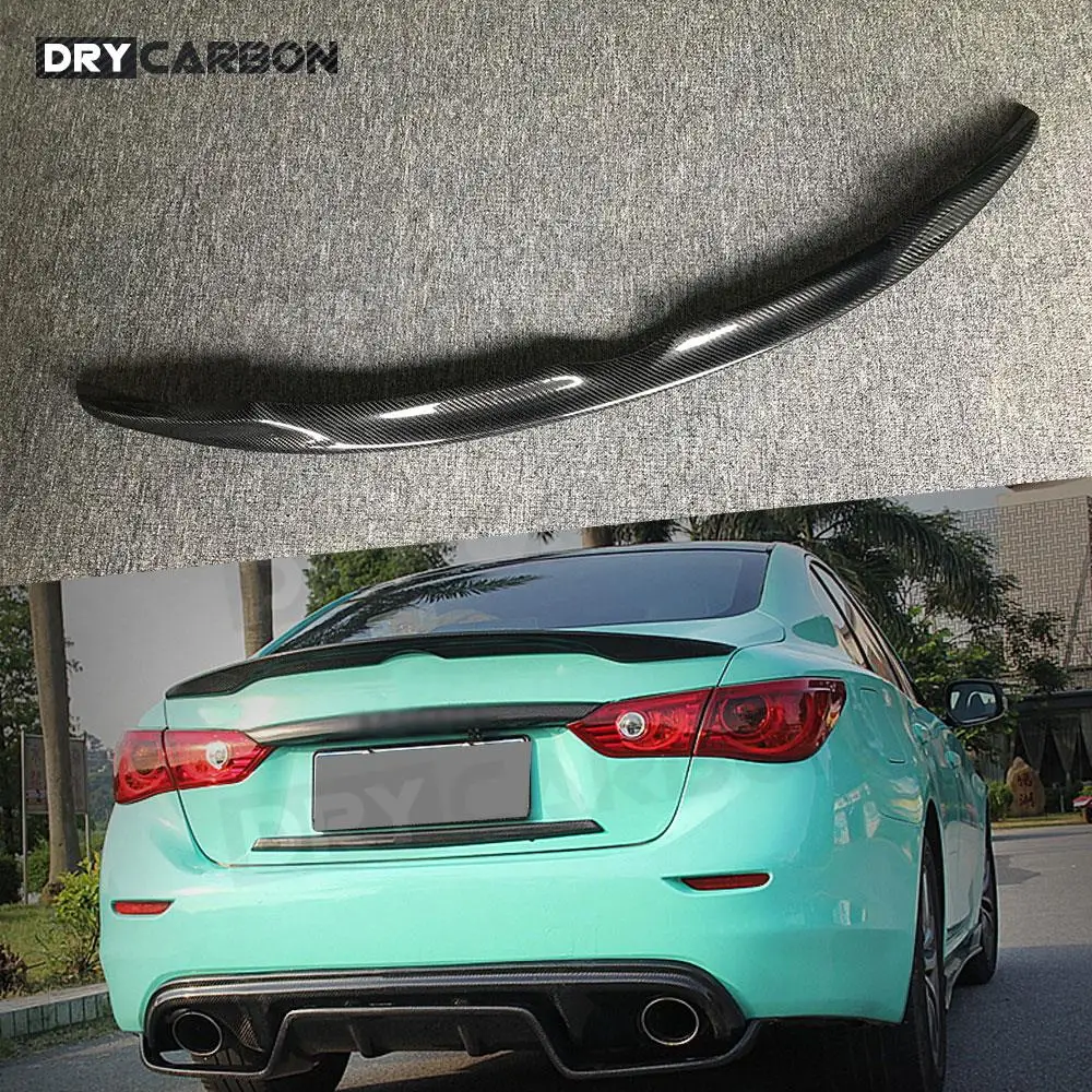 

Carbon fiber Rear Spoiler Boot Lip Wings For Infiniti Q50 Q50S 2014 - 2020 Fiber Glass Duckbill Rear Trunk Wing Spoiler